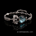 Animal em forma de bracelete de cristal coruja nupcial joias pulseira